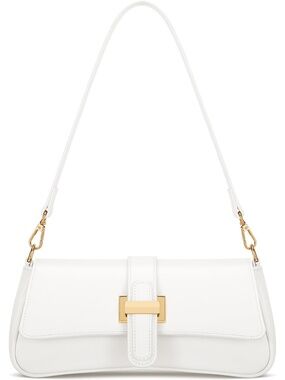 〽️ Women's White Vegan Leather Mini Small Hobo Clutch Purses Crossbody Bag